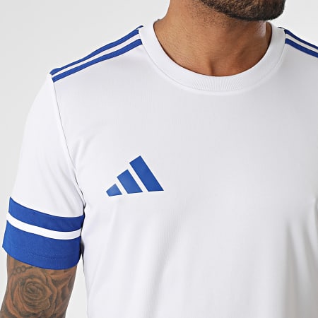 Adidas Sportswear - Ensemble Tee Shirt Et Short Jogging A Bandes SQUA25 Jersey JG5827 JH3409 Blanc Bleu Roi